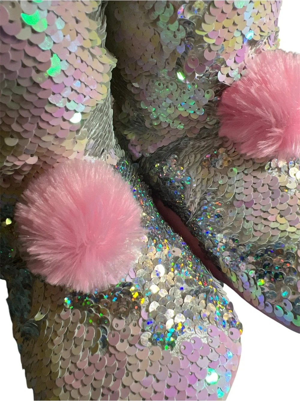P.S. Aeropostale Kids Sequin Pom-Pom Boots - Pink Multicolor L M